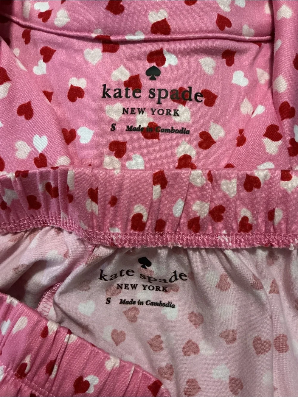 Kate Spade Pajama Set Heart Print Button-Down Top and Long Pants